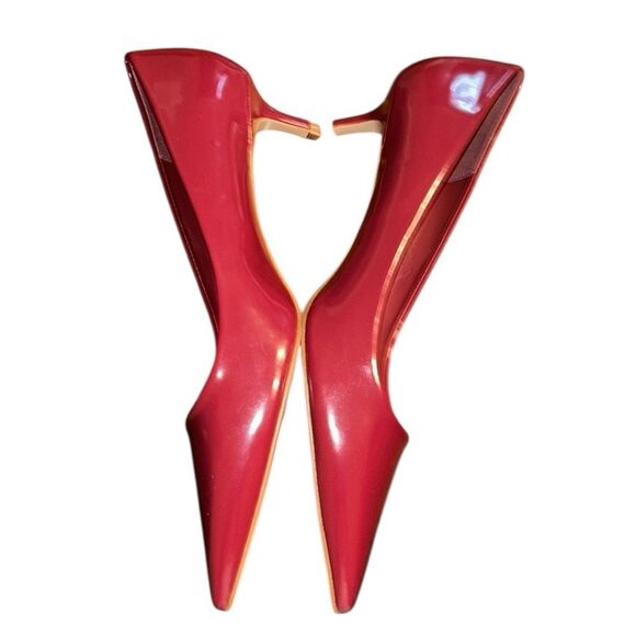 Mango Burgundy Patent Leather Effect Kitten Heel Shoes(Size 39) - Picture 5 of 9